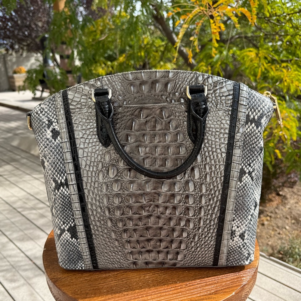 Brahmin Steel Fontaine Large Duxbury Satchel Handbag EUC - Picture 11 of 13